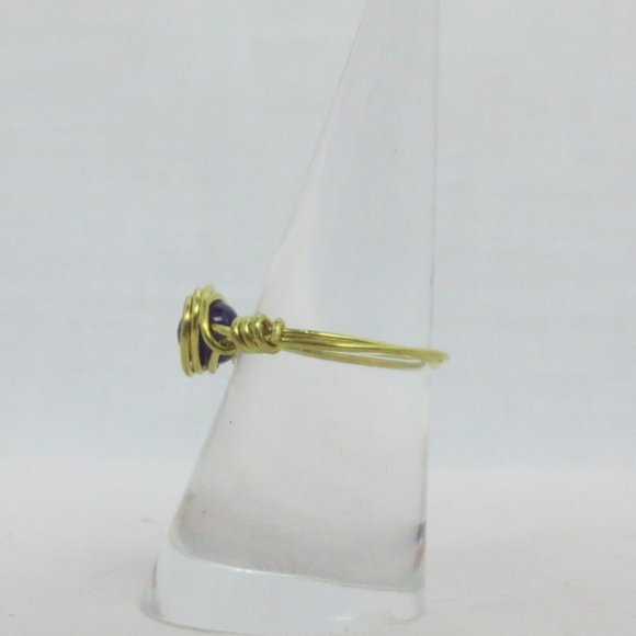 New Brass Wrapped Amethyst Hand Crafted Ring - Picture 5 of 9